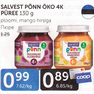 Allahindlus - SALVEST PÕNN ÖKO 4K PÜREE 130 g
