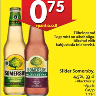 Allahindlus - Siider Somersby, 4,5%, 33 cl