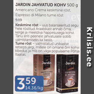 Allahindlus - JARGIN JAHVATUD KOHV 500 G