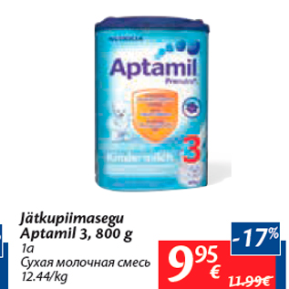 Allahindlus - Jätkupiimasegu Aptamil 3, 800 g 1a