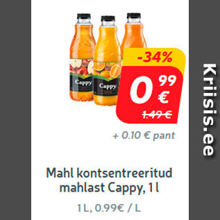 Allahindlus - Mahl kontsentreeritud mahlast Cappy, 1 l