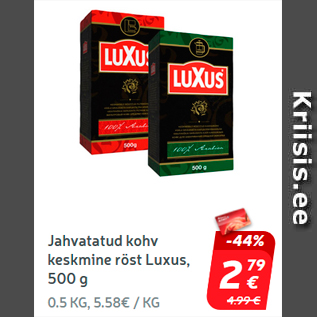 Allahindlus - Jahvatatud kohv keskmine röst Luxus, 500 g