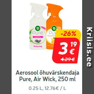 Allahindlus - Aerosool õhuvärskendaja Pure, Air Wick, 250 ml