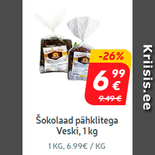 Allahindlus - Šokolaad pähklitega Veski, 1 kg