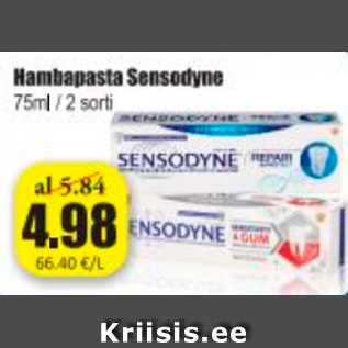 Allahindlus - Hambapasta Sensodyne