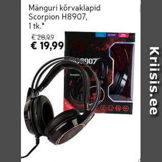 Allahindlus - Mänguri kõrvaklapid Scorpion H8907, 1 tk*