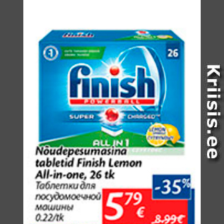 Allahindlus - Nõudepesumasina tabletid Finish Lemon All-in-one, 26 tk