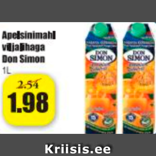 Allahindlus - Apelsinimahl viljalihaga Don Simon 1 L