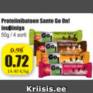 Allahindlus - Proteiinibatoon Sante Go On! inuliiniga