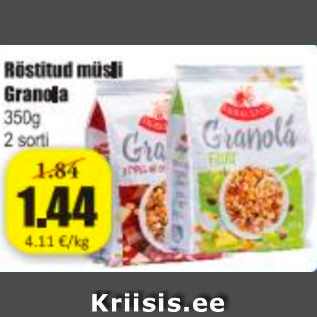 Allahindlus - Röstitud müsli Granola