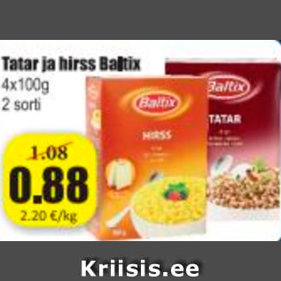 Скидка - Гречневая и пшенная крупа Baltix