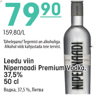 Allahindlus - Leedu viin Nipernaadi Premium Vodka