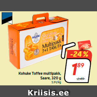 Allahindlus - Kohuke Toffee multipakk, Saare, 320 g