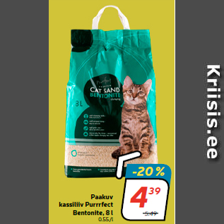Allahindlus - Paakuv kassiliiv Purrrfect Bentonite, 8 l