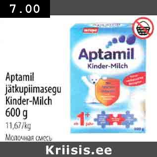 Allahindlus - Aptamil jätkupiimasegu Kinder-Milch 600 g