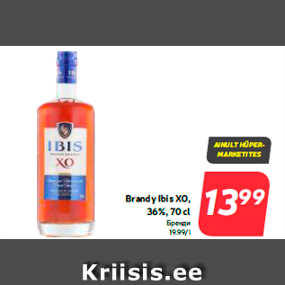 Allahindlus - Brandy Ibis XO, 36%, 70 cl