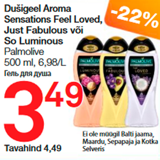 Allahindlus - Dušigeel Aroma Sensations Feel Loved, Juust Fabulous või So Luminous