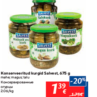 Allahindlus - Konserveeritud kurgid Salvest, 675 g