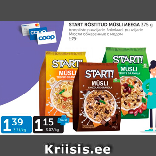 Allahindlus - START RÖSTITUD MÜSLI MEEGA 375 G