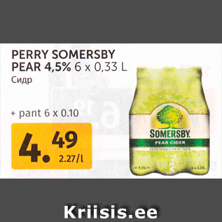 Allahindlus - PERRY SOMERSBY PEAR 4,5% 6 x 0,33 L