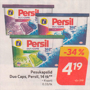 Allahindlus - Pesukapslid Duo Caps, Persil, 14 tk **