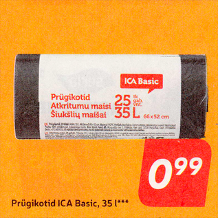 Allahindlus - Prügikotid ICA Basic, 35 l***