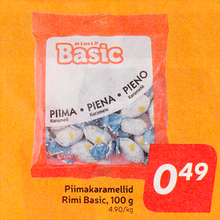 Allahindlus - Piimakaramellid Rimi Basic, 100 g