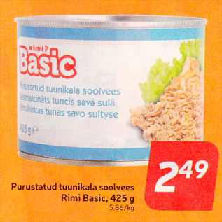 Скидка - Дробленый тунец в рассоле Rimi Basic, 425 г