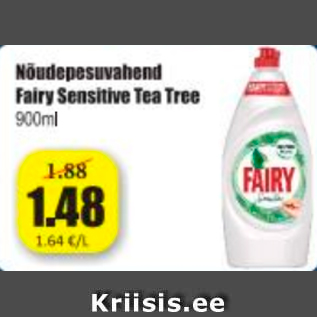 Allahindlus - Nõudepesuvahend Fairy Sensitive Tea Tree 900 ml