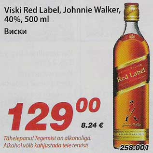 Allahindlus - Viski Red Label, Johnnie Walker