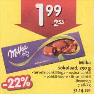 Allahindlus - Milka šokolaad