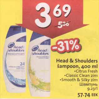 Allahindlus - Head&Shoulders šampoon