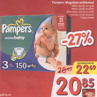 Allahindlus - Pampers Megabox mähkmed