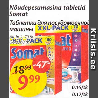 Allahindlus - Nõudepesumasina tabletid Somat