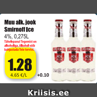 Allahindlus - Muu alk. jook Smirnoff Ice