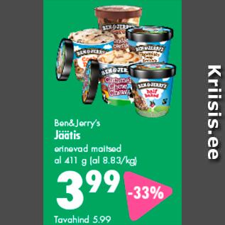 Allahindlus - Ben&Jerry´s Jäätis