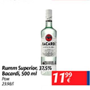 Allahindlus - Rumm Superior, 37,5% Bacardi, 500 ml