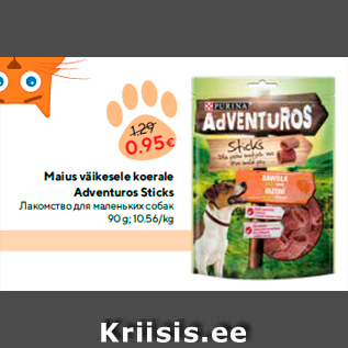 Allahindlus - Maius väikesele koerale Adventuros Sticks 90 g; 10.56/kg