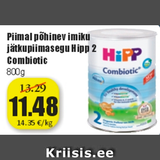 Allahindlus - Piima põhinev imiku jätkupiimasegu Hipp 2 Combiotic 800 g