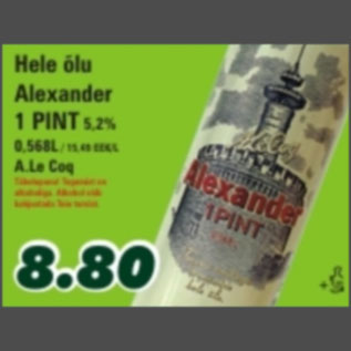 Allahindlus - Hele õlu Alexander 1 pint