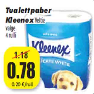 Скидка - Туалетная бумага Kleenex Veltie белая 4 рулона