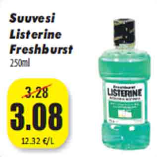 Скидка - Жидкостью для полоскания рта Listerine Freshburst 250мл