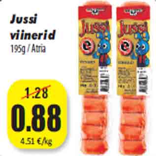 Скидка - Сосиски Jussi 195 г / Atria