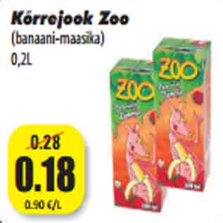 Скидка - Напиток Zoo(банан и клубника) 0,2 л
