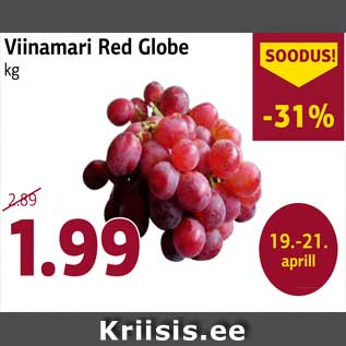 Allahindlus - Viinamari Red Globe kg