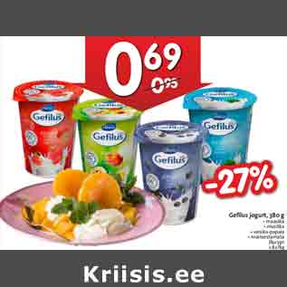 Allahindlus - Gefilus jogurt, 380 g • maasika • mustika • virsiku-papaia • maitsestamata