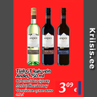 Allahindlus - Tšilli GT kuiv vein Andes, 750 ml