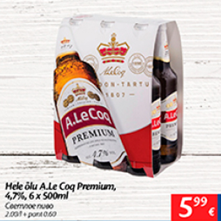 Allahindlus - Hele õlu A,Le Coq Premium