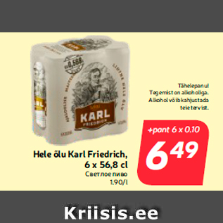 Allahindlus - Hele õlu Karl Friedrich, 6 x 56,8 cl