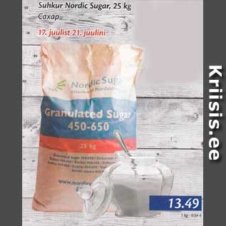 Allahindlus - Suhkur Nordic Sugar, 25 kg